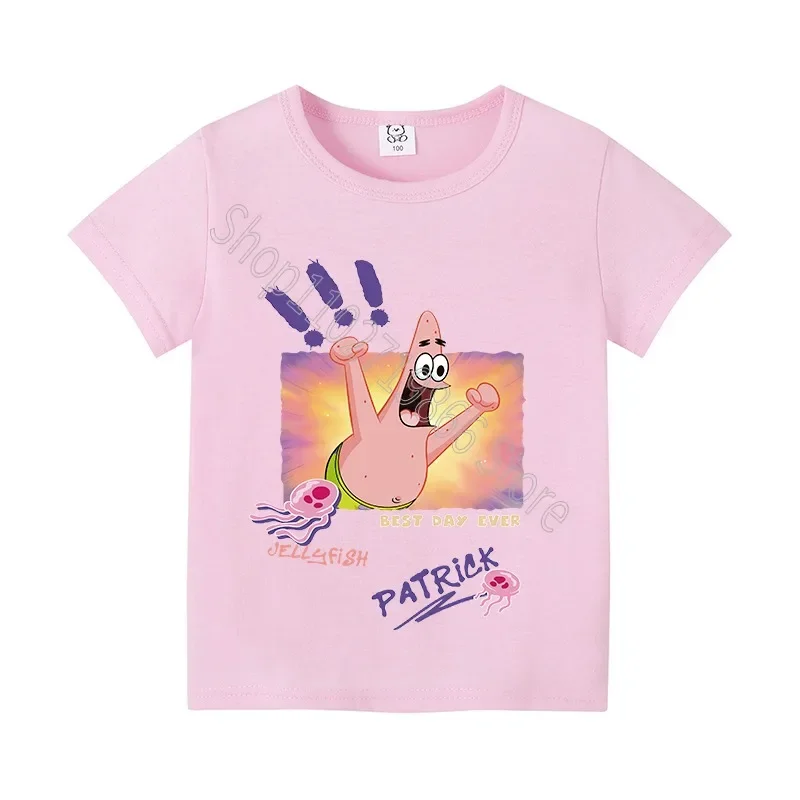 SpongeBob SquarePants Unisex T-shirts Anime Cartoon Character Pattern Print Clothes Summer Cool Comfortable Short Sleeve Gifts