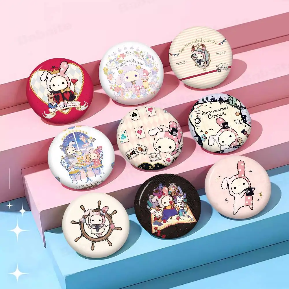 Kawaii Moody Sentimental Circus Photo Brooches Creative Round Badge Gifts Pins 32/44/58mm