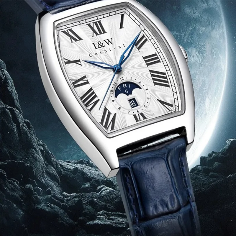 

Montre Homme IW CARNIVAL Automatic Watch for Men Original Brand Luxury Leather Mechanical Watches for Man Waterproof Clock Reloj