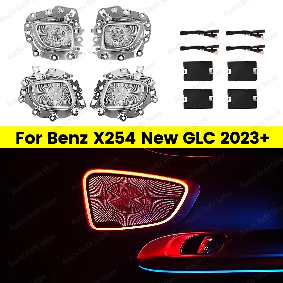 64 Colour Car LED Speaker Cover For Mercedes Benz New C Class W206 C43 C63 Auto Door Horn Shell Decorative Lamp Ambient Light