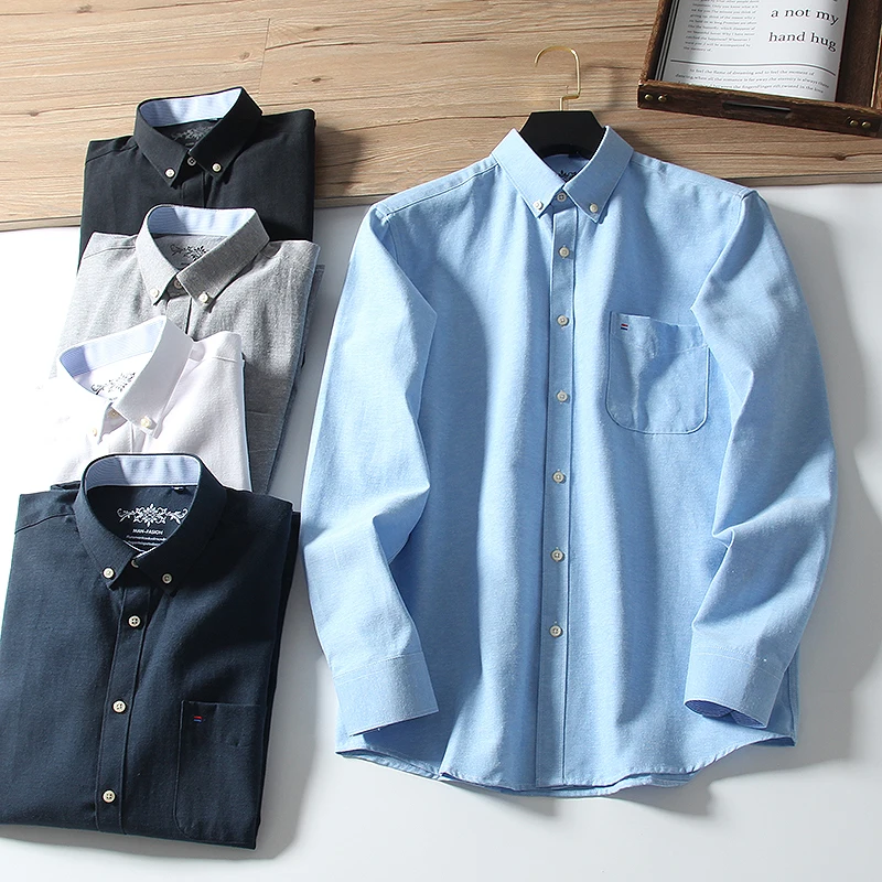 

2023 Autumn New Men's Long Sleeve Shirts Business Korean Trend Loose Casual Shirt Male Formal Classic Thin Solid Clothing C114