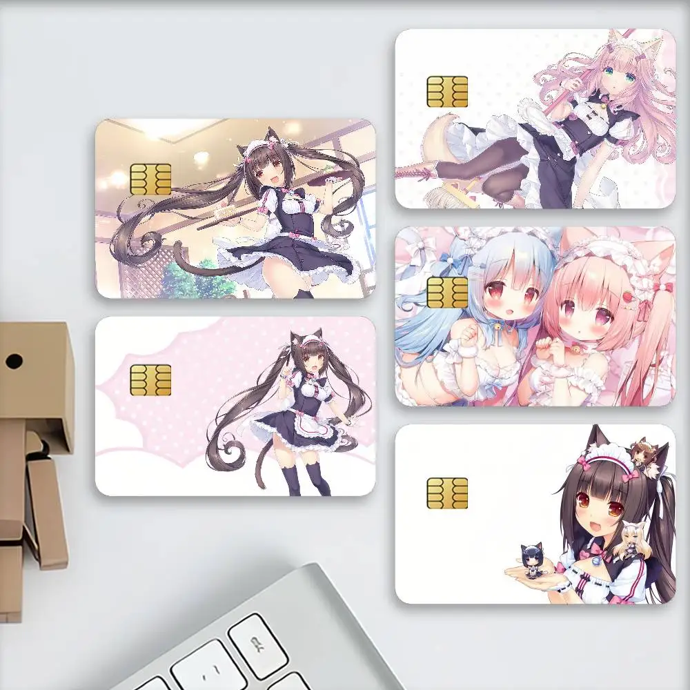 Anime Game N-Nekopara Credit Decorative Card Stickers Suitable For Bank Cards Metro Transit Anti-scratch Gift 4PCS