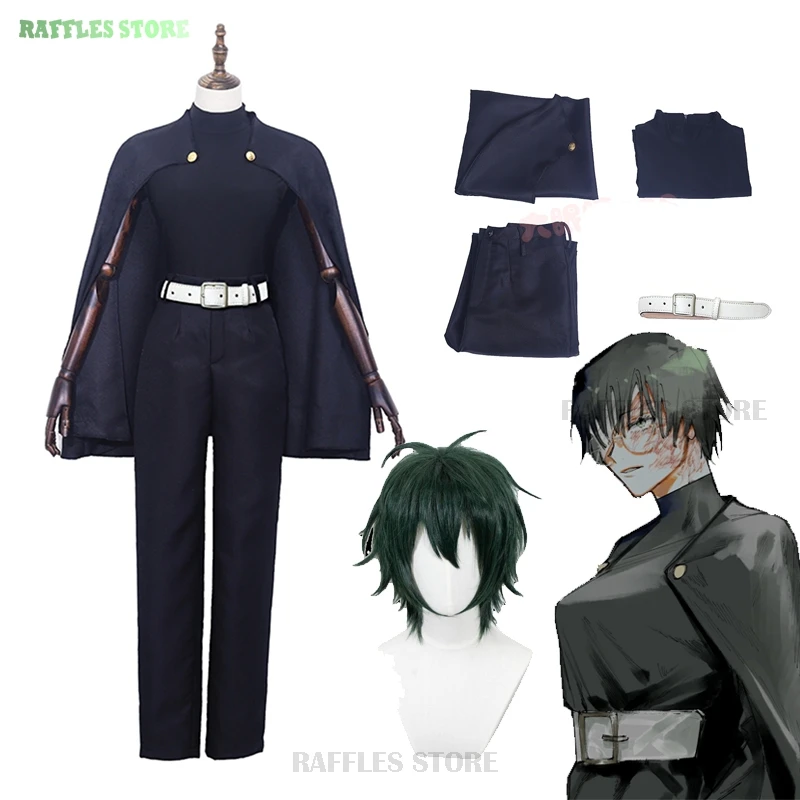 Anime Maki Zenin Maki fantasia cosplay com peruca para mulheres, Zen com capa Maki, calças de quadrinhos, roupa de Halloween Cos terno, colete preto