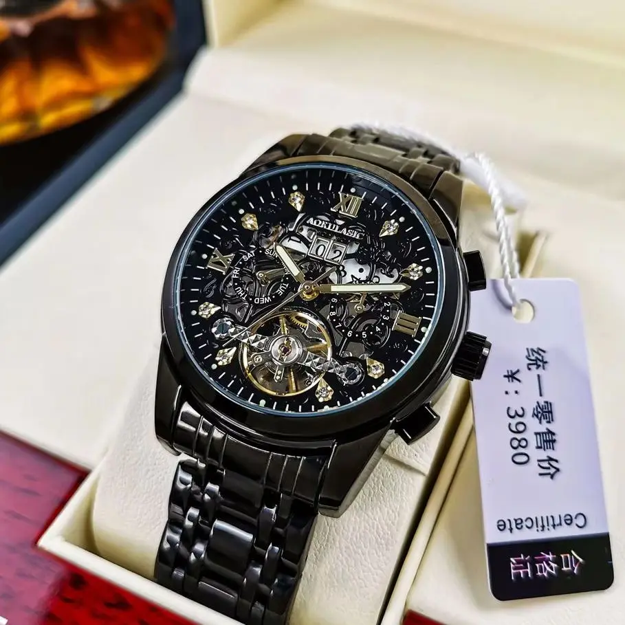 

Luxury Men's Automatic Mechanical Watch - Business Casual Fashion, Stainless Steel Strap, Roman Numerals, Elegant Gift for Him, Casual Luxury Men's Watch | Elegant Watch | Luxurious Watches, the Top Choice for Gift-Giving, No Batteries Required.