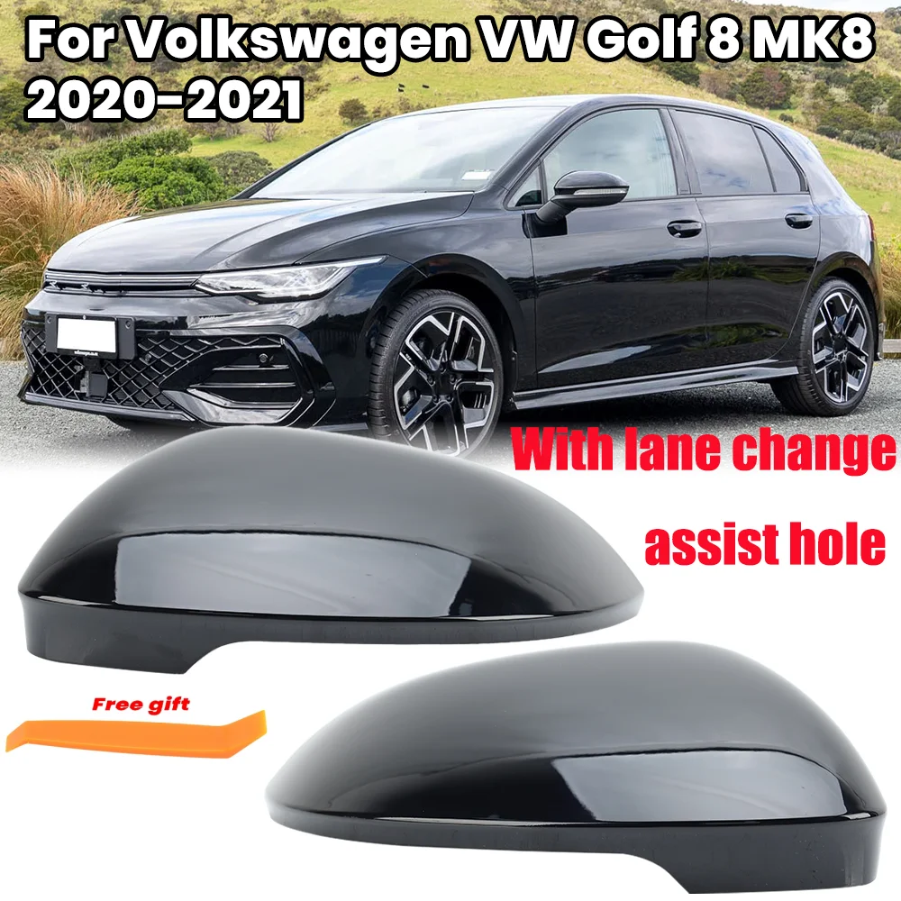 Paire de couvercles de rétroviseur latéral pour Volkswagen VW Golf 8 MK8 2020 – 2022, capuchon d'aile de porte de voiture de remplacement, garniture de boîtier extérieur