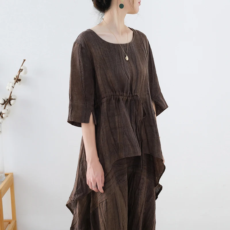 

Оригинальный дизайн, лето 2020, винтажный повседневный свободный льняной топ большого размера, женский удобный модный топ премиум-класса