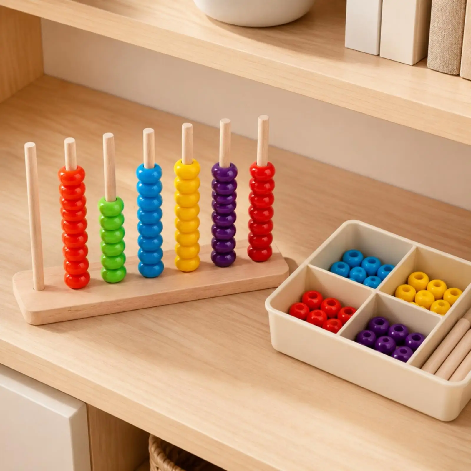 Wooden Bead Color Matching Toy for Children Sorting Stacking Game Educational Learning Activity for Toddlers Preschool Kids Toys