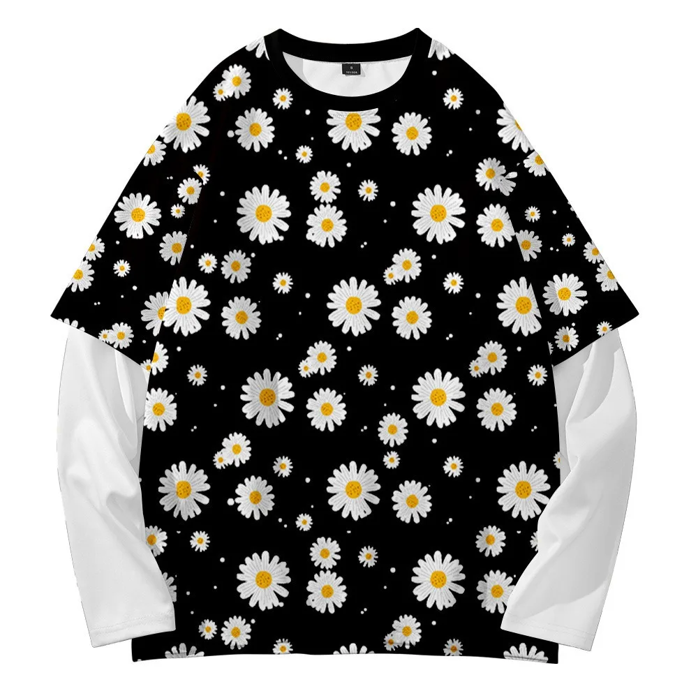 

Autumn Long Sleeve Hoodie Floral Pullover Casual Sweatshirt Outerwear Streetwear Men Clothing Retro Fashion Hoodie Chic Outwear