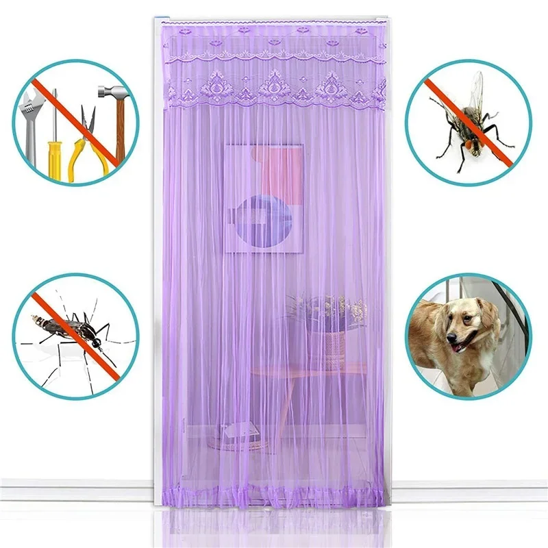 Summer Mosquito proof Door Curtain Household Lace Side Fly Door Curtain Bedroom Kitchen Mosquito proof Net Screen