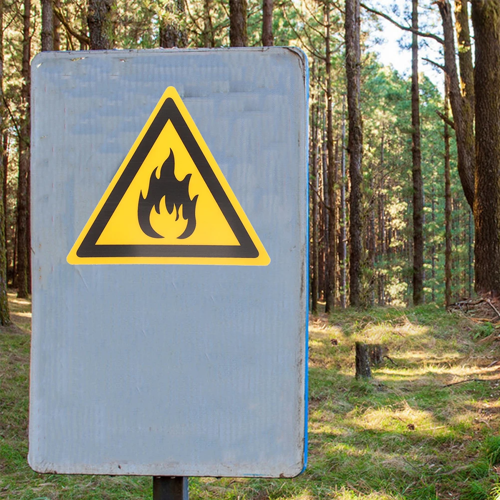 

2pcs Fireproof Sign Warning Decal Label Stickers Pet Material Safety Traffic Signs
