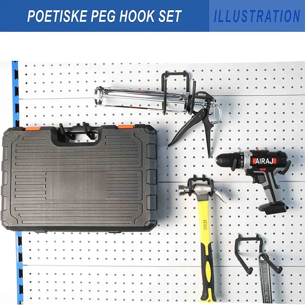 Duty Hooks Organizer Tool Electric Drill Hook Hanger Rack Wall Mounted Holder Hanger Rack Garage Storage Hooks Pegboard Hooks