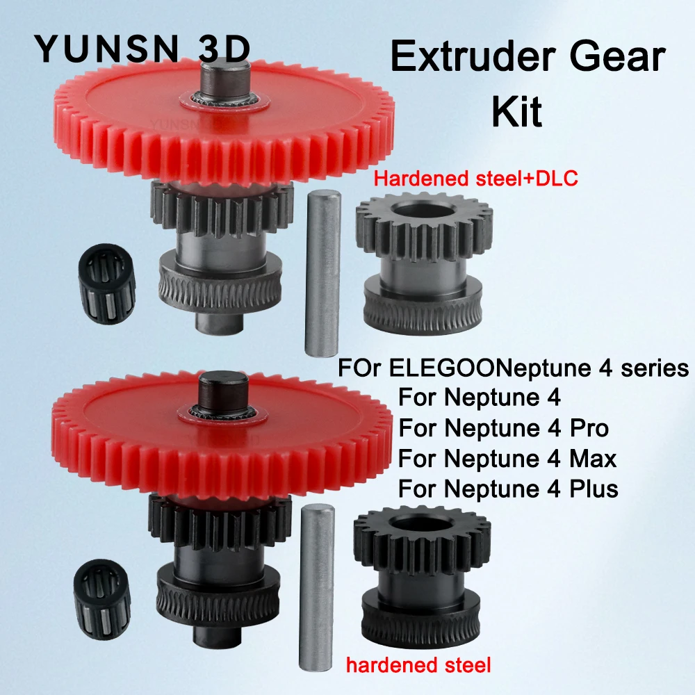 For Neptune 4/Pro/Plus/Max Nanocoated Mold Steel Integrated Extruder Gear CNC Precise printing Kit for ELEGOO 3D Printer