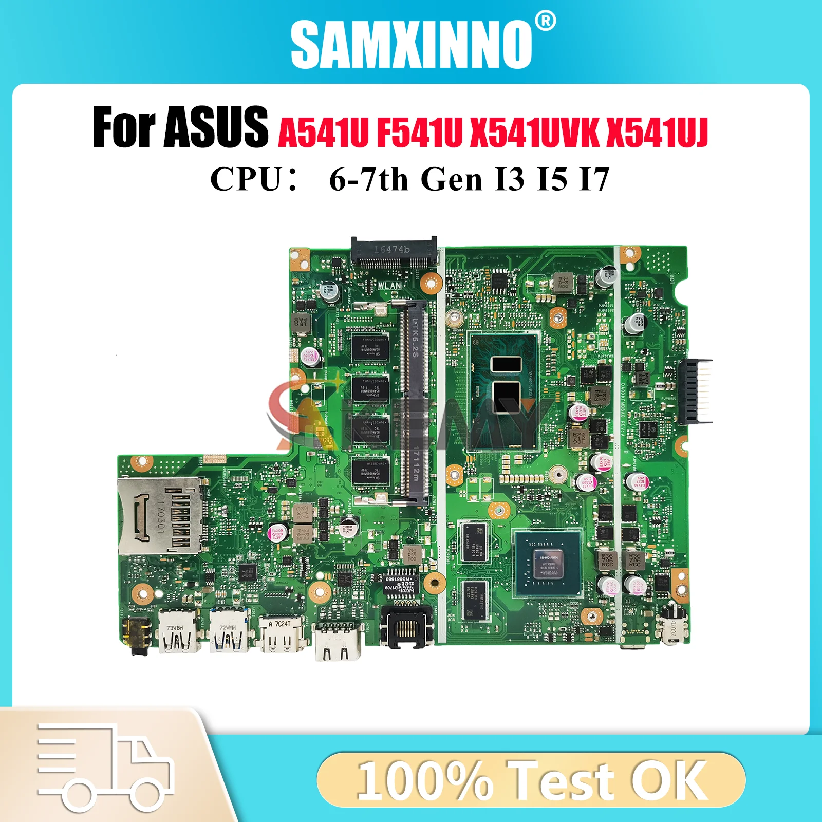 

X541UVK Laptop Motherboard For ASUS VivoBook A541U X541UJ X541U X541UAK X541UVK X541UV R541U A541U F541U Mainboard I3 I5 I7 CPU