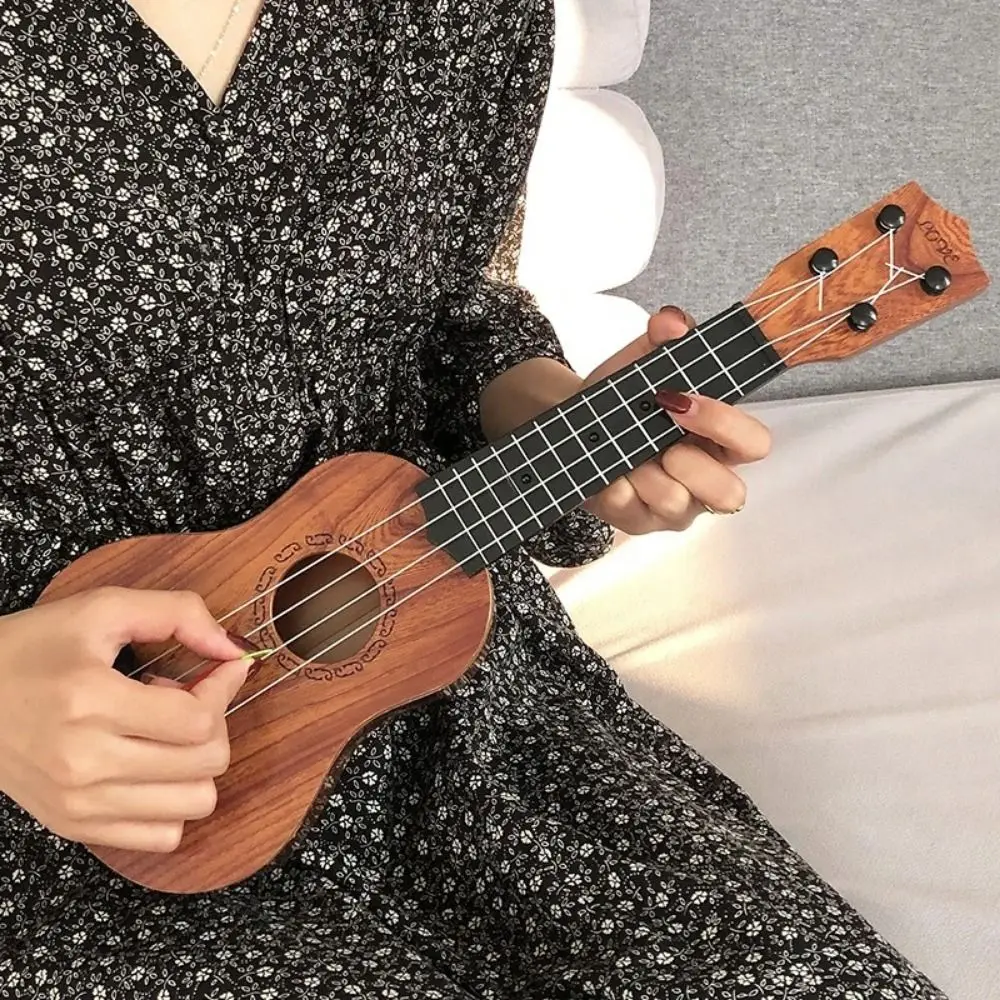 4 Strings Ukulele Musical Instrument Toy Yukrili Toys Adjustable String Knob Simulation Ukulele Toy Playable Classical