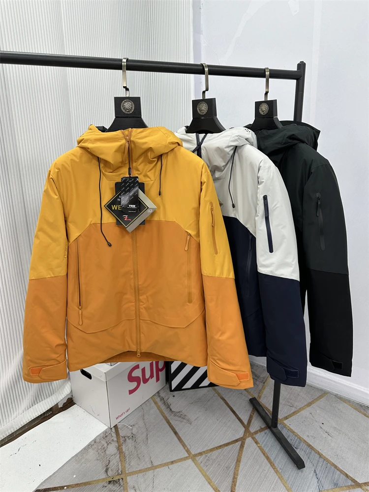 

Мужская модная утепленная куртка с капюшоном из 90% белого пуха для активного отдыха, ветрозащитная, водонепроницаемая, для катания на лыжах