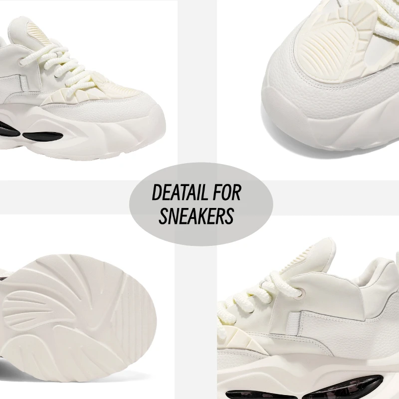 LiveDay Men's Chunky Sneakers Designer Soft Sole Casual Shoes Spring Microfiber Leather Upper Height-Boosting Platform