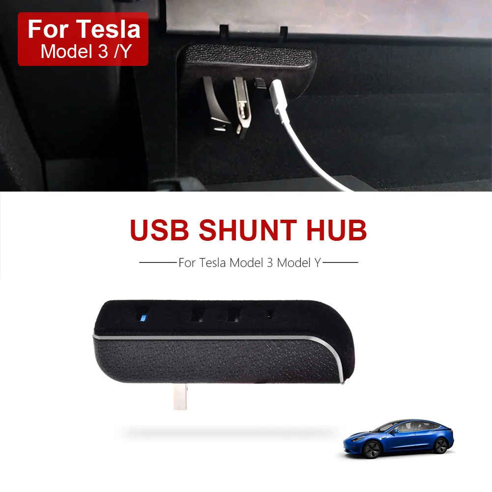 For Tesla Model 3 Model Y 2022 Glovebox USB Hub Ports Upgrade Splitter Hub Docking Station Sentry Model USB Spiliter Model3 Y