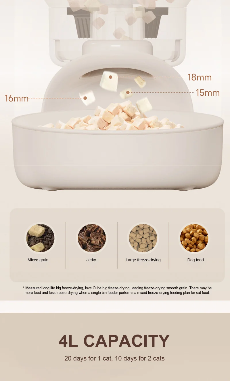 OEM/ODM 4L تغذية الحيوانات الأليفة القط الكلب توقيت التلقائي تغذية الحيوانات الأليفة تويا App التحكم عن بعد واي فاي منتج الحيوانات الأليفة