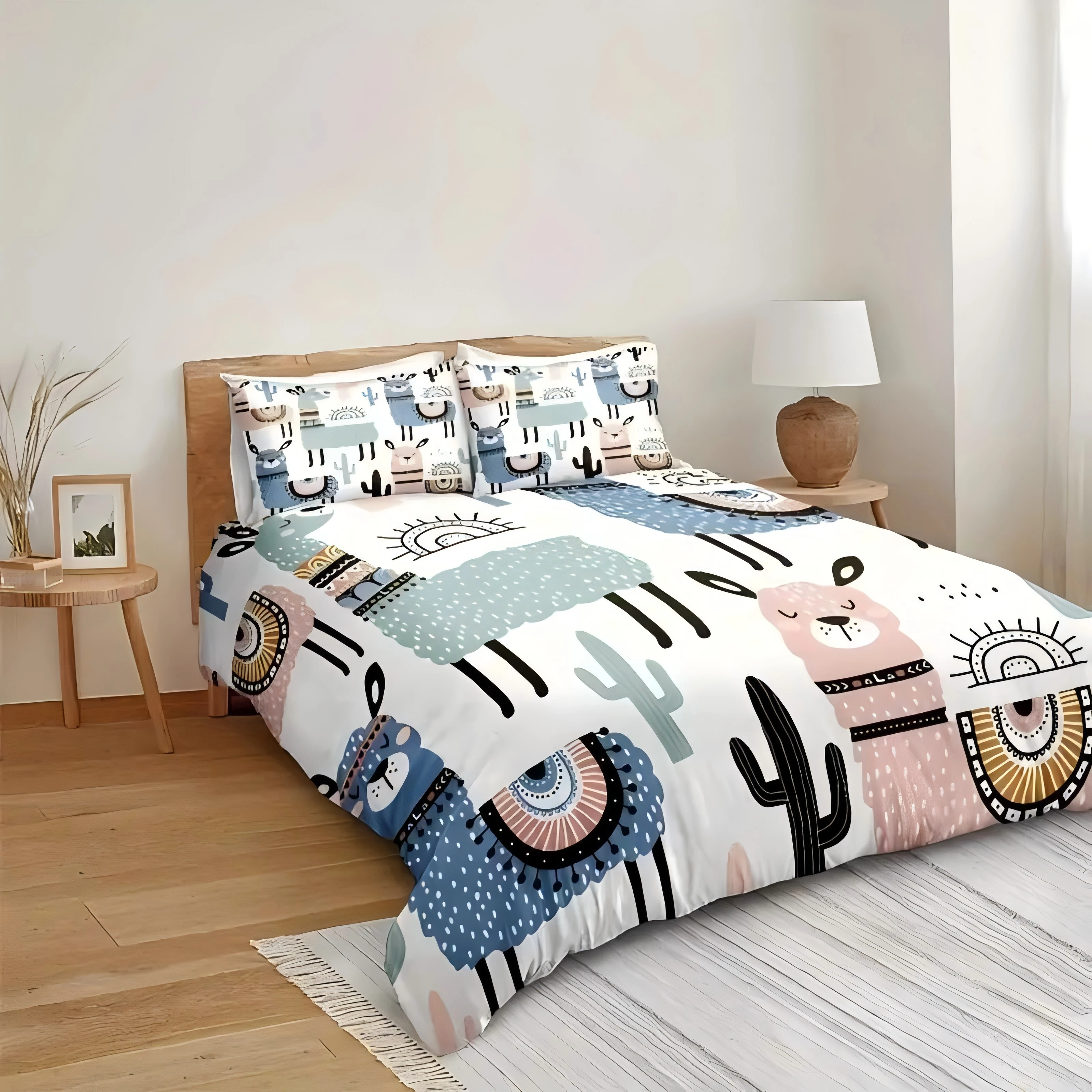 

Cactus Alpaca 3D Printed Quilt Cover Cute Cartoon Animal Bedding Cover Pillowcase Luxury Home Textiles Floral Duvet Cover Sets