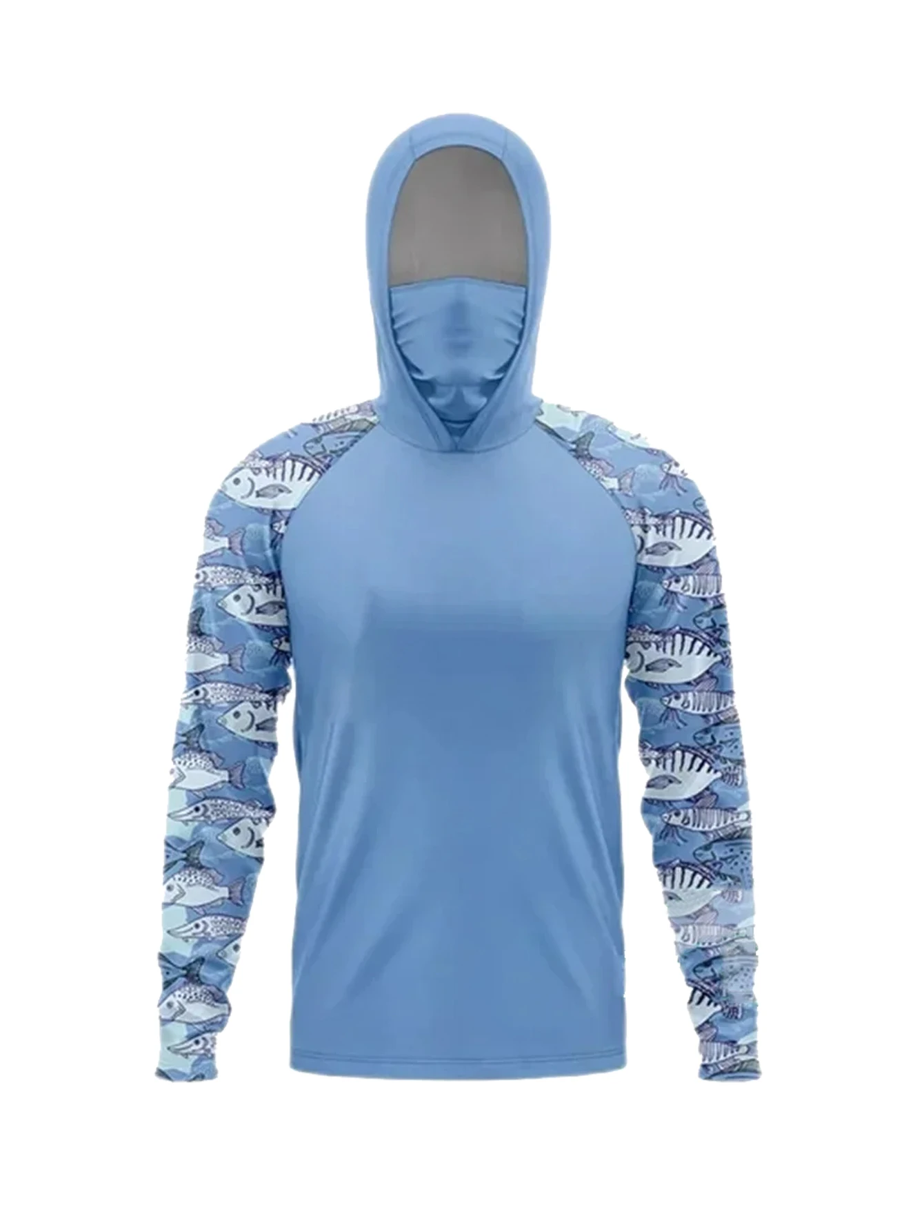 New Men's and Women's Hooded Fishing Shirts with Face Shields, Neck Protection, Sun Protection, Long Sleeved Hoodies