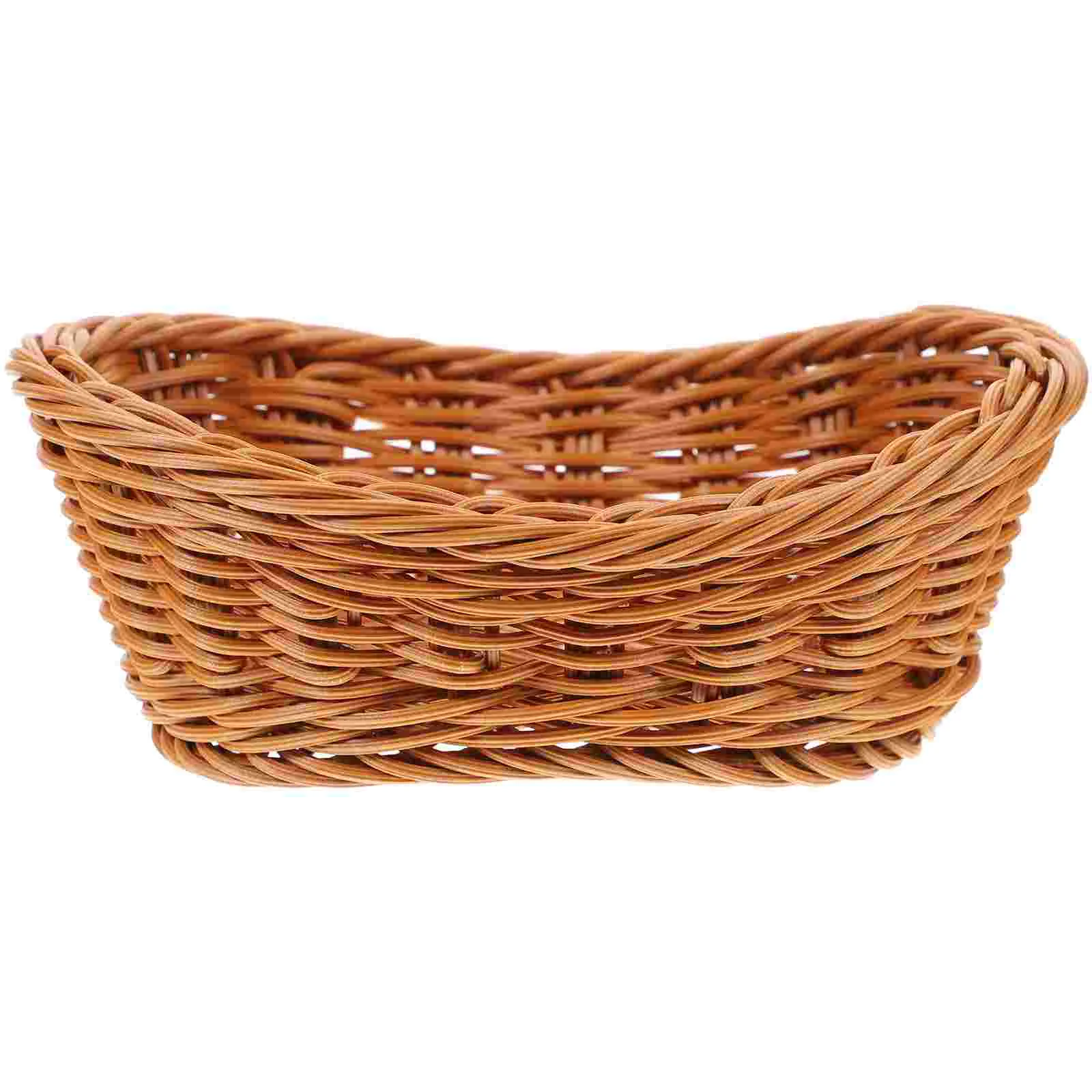 

Snack Basket Woven Comales for Tortillas Safe Dessert Coffee Table Tray Light Brown Plastic Fruit Container Baskets