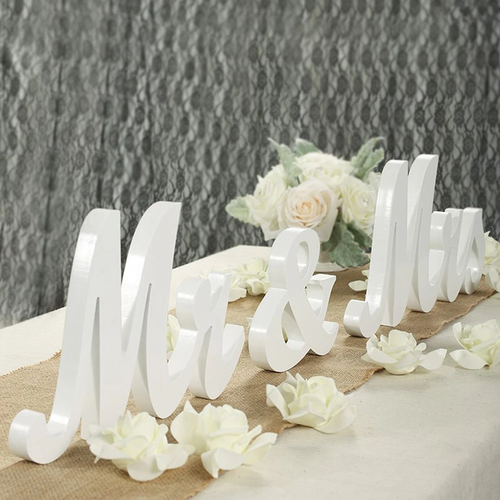 

Wooden Mr Mrs Signs Thick Mdf Wedding Table Decoration Freestanding Letters Banquet Desktop Ornament Anniversary Engagement