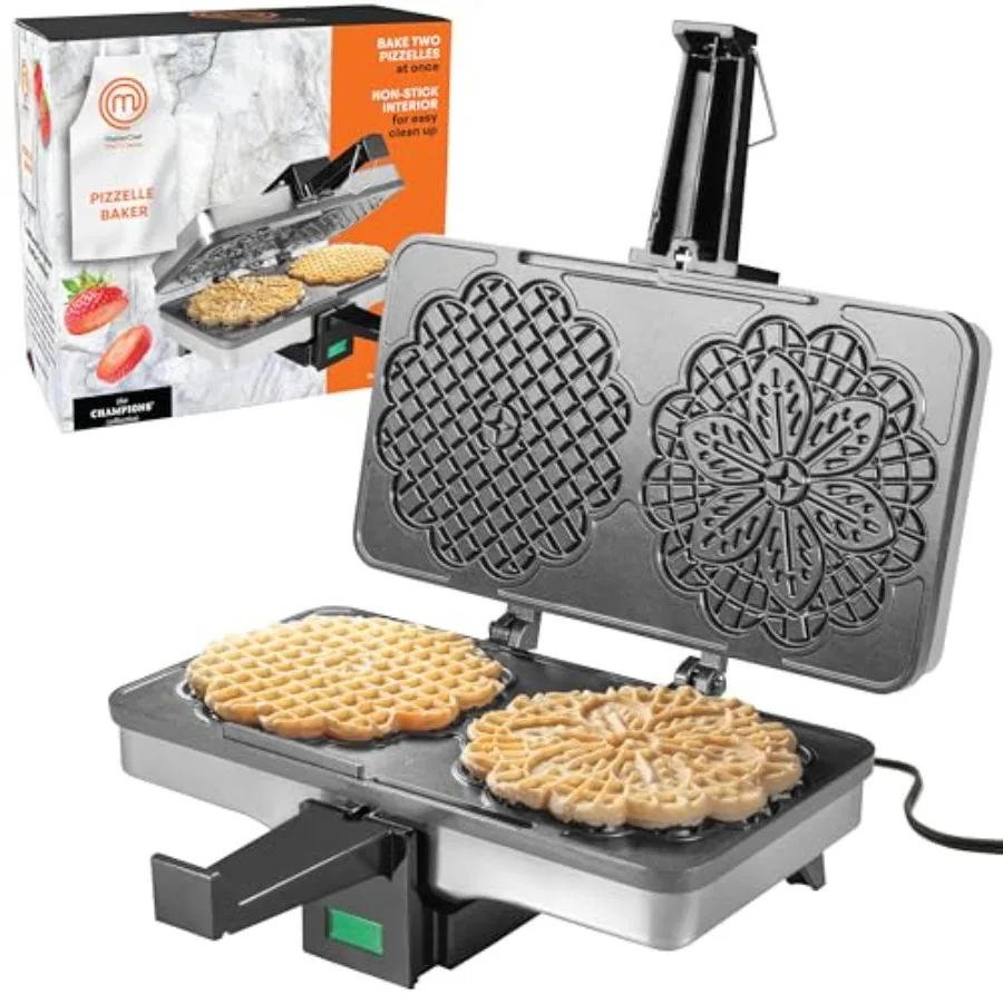 

Электрическая вафельница MasterChef Pizzelle Maker с антипригарным покрытием – приготовьте два 5-дюймовых итальянских вафельных десерта одновременно – для завтрака