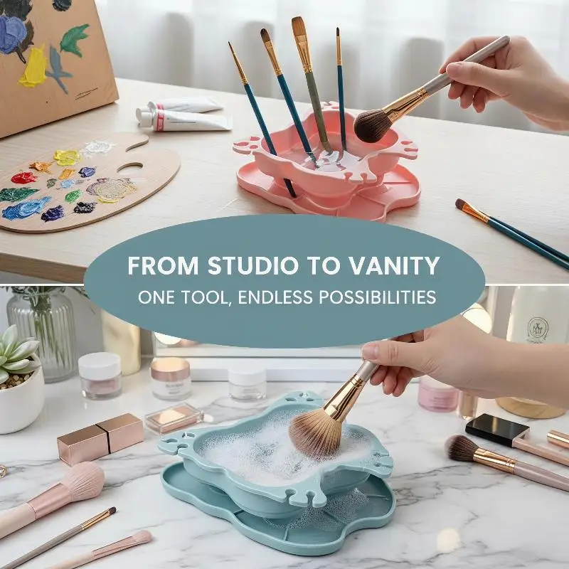 Paint Brush Washer Paint Brush Clean Rinse Cup Basin Brush Cleaning Washer Tank Organizers Brush Holder Palette For Artist Kids