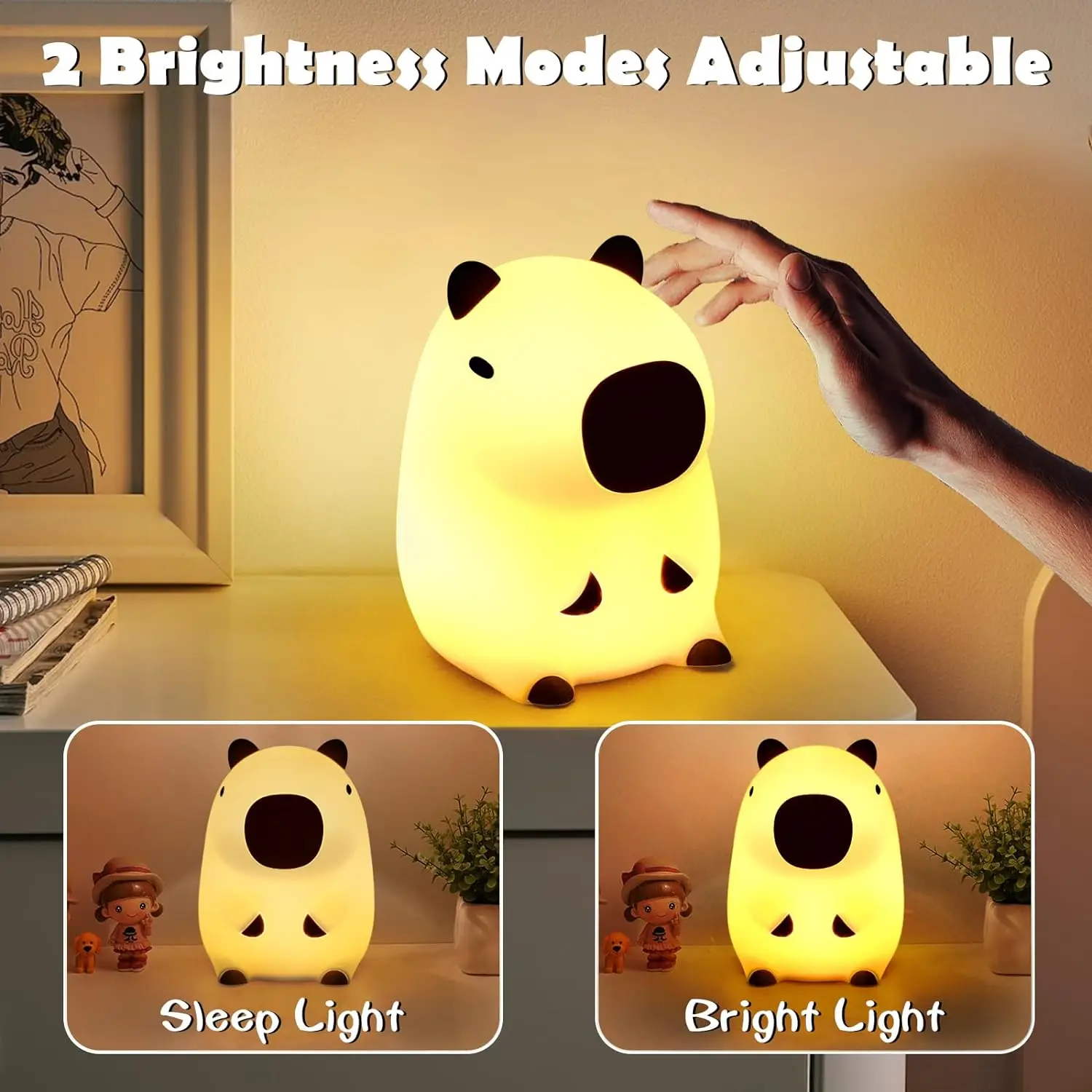 

Capybara Silicone Night Light For Children USB Rechargeable Kapibara Anime Lamp For Cute Room Bedside Table Decor New Year Gift