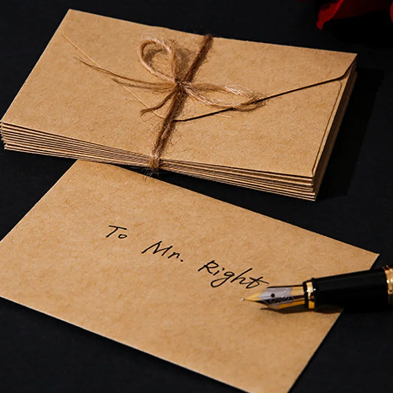 20pcs/Set Kraft Paper Mini Small Envelopes  Vintage Literary Simplicity Love Letters Handwritten Premium Letterheads