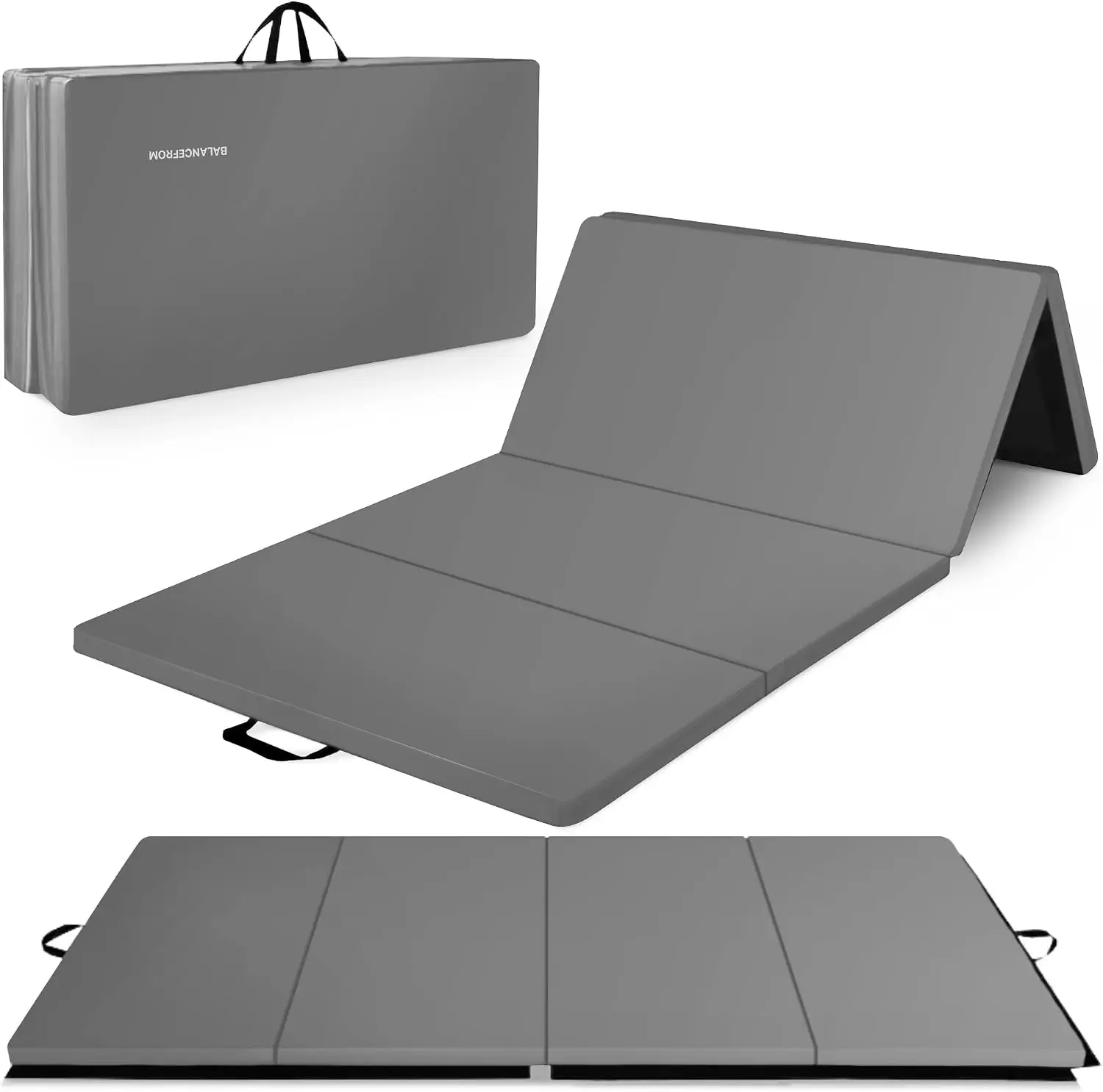 Brand new 10x4 Feet 4-Panel Folding Gymnastics Mat - 2-Inch Thick Pad with Vinyl Surface and Carrying Handles for Tumbling, Yoga