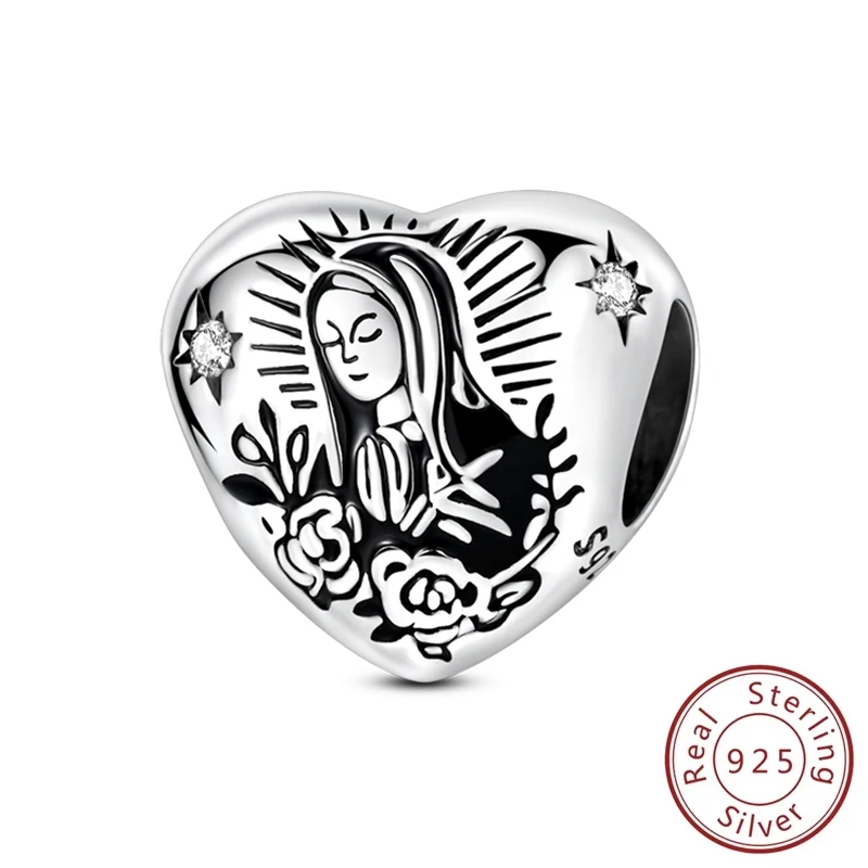 

Original Charms 925 Sterling Silver Benign Prayer Virgin Mary Charms Beads Fit Bracelet Accessory DIY Jewelry For Women Gift