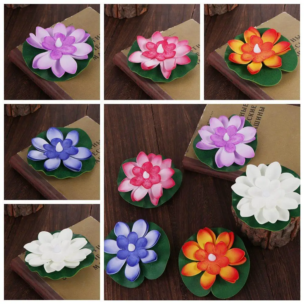 

Плавающая индукционная лампа-лотос на воде, светодиодная электронная свеча, водонепроницаемая искусственная лампа-лотос, 10 см