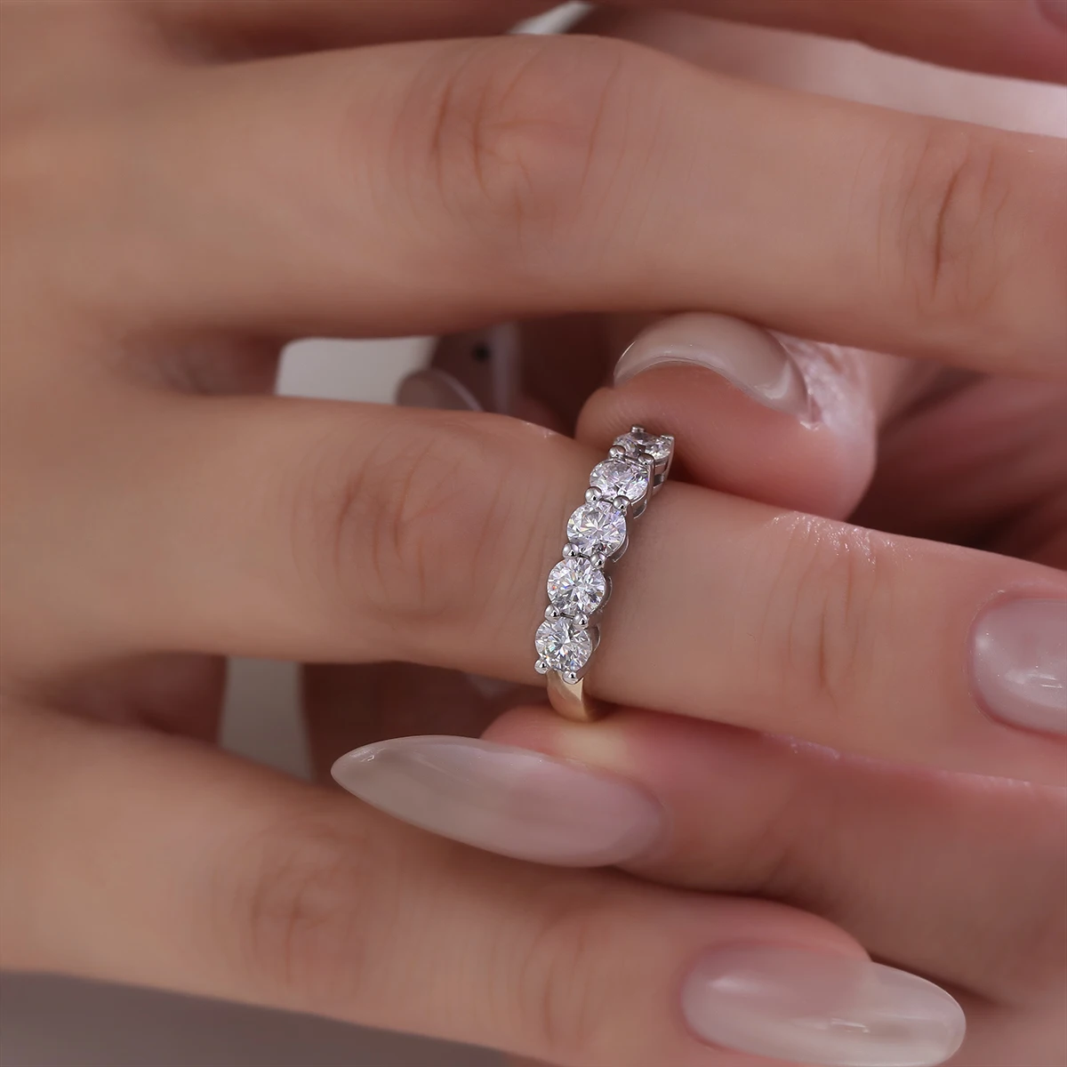 بروفانس خواتم الزفاف الفاخرة لونين الذهب الصلب DEF/VS مختبر الماس مجموعة الحد الأدنى فرقة الخطوبة شخصية مخصصة #2