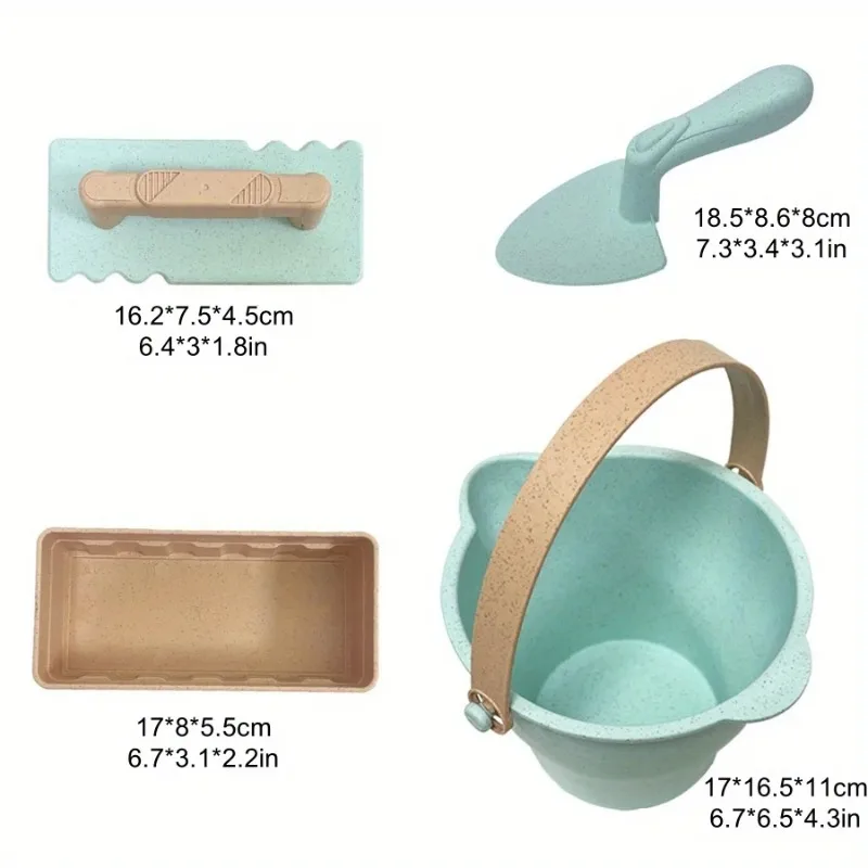 Children's Beach Wall Building Toys Baby Sand Digging Bucket Castle Outdoor Play Sand Pool Wheat Straw Set - Birthday Gift