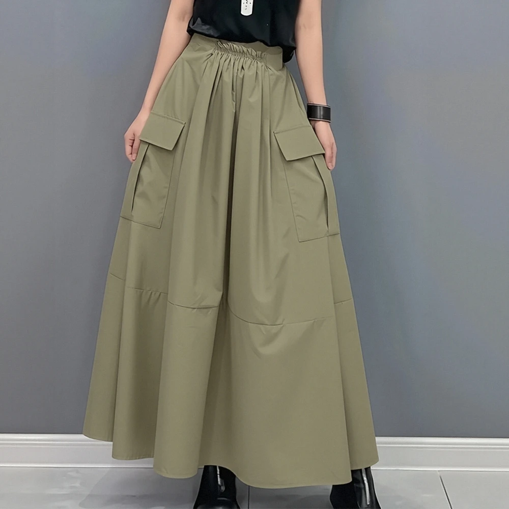 

Women's A-Line Midi Skirt Casual Pure Color Regular Waist Spring Autumn Fashion Skirts Casual Style Dresses