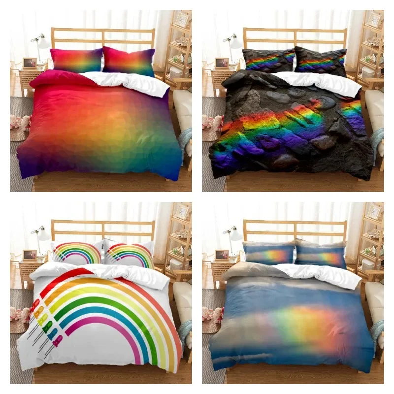 

Комплект постельного белья из полиэстера с радужным цифровым принтом для мальчиков и девочек, Комплект постельного белья для подростков, Комплект постельного белья с изысканным принтом