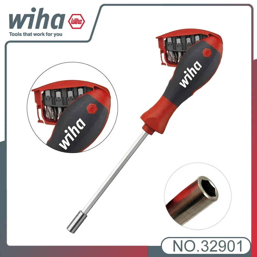 

Genuine WIHA Pop Up Screwdriver Set with 8 Bits SL/PH/PZ/TORX Magnetic Screwdriver Magazine Slim Rod Precision Screwdriver 3290