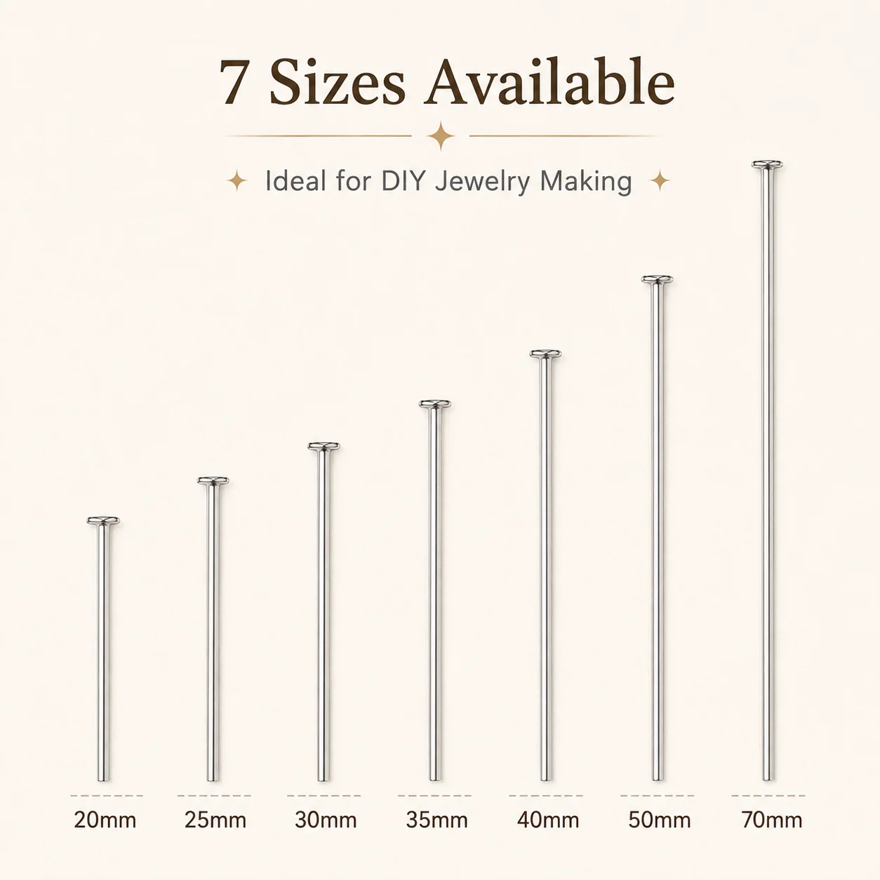 20-70mm Stainless Steel T-Pins for Handmade DIY Jewelry Bracelet Beaded Necklace and Other Jewelry Connectors and Accessories