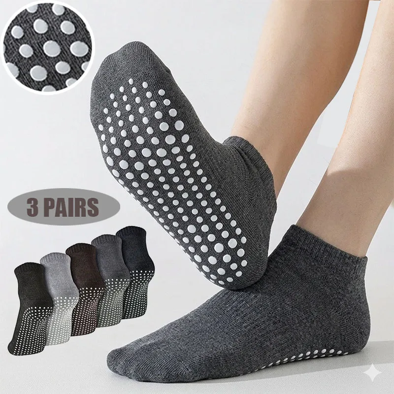 

3Pairs of Men'S Yoga Socks Breathable Non-Slip Sweat-Absorbing Sports Ankle Sock Comfortable High Quality Solid Color Casual Sox