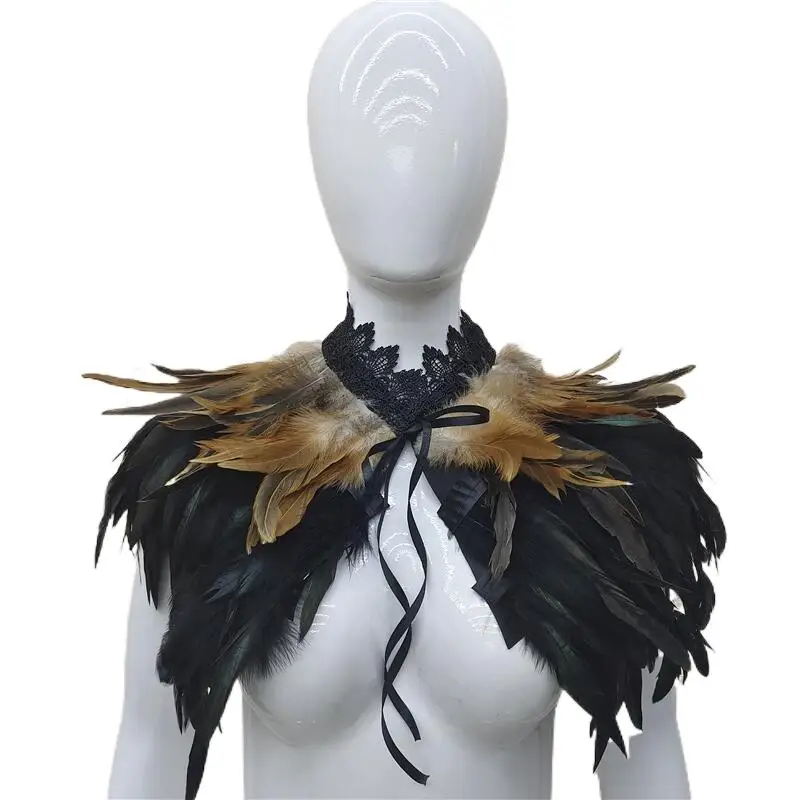 Gargantilla de plumas de lujo para mujer, accesorios de ropa gótica, fiesta de Cosplay, chal de piel, bufanda, decoración de Halloween, envoltura profesional, 9 colores