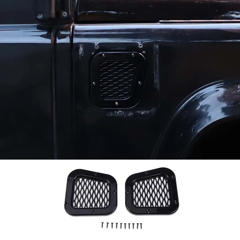 

For Land Rover Defender 2004-2019 ABS Black Car Side Air Vent Airflow Fender Air Inlet Guard Mesh Decoration Accessories