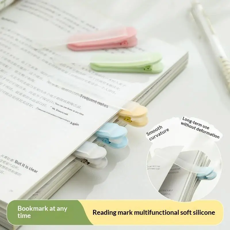 Transparent Automatic Page Following Bookmark Clip Reusable Soft Touch Portable Reading Marker
