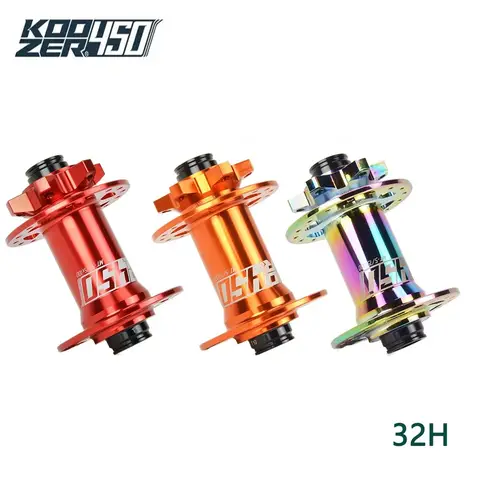 Koozer 450 전면 MTB 5x100mm QR 9x100mm TA 15x100mm THRU 28H 32 36 구멍 6 볼트 디스크 2 밀폐형 베어링 자전거 부품 자전거 허브