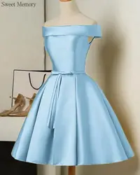 Reject Return M75 Light Blue Green Gold Bridesmaid Dresses Satin Short Satin Vestido Robe Graduation Robe Wedding Party Dress