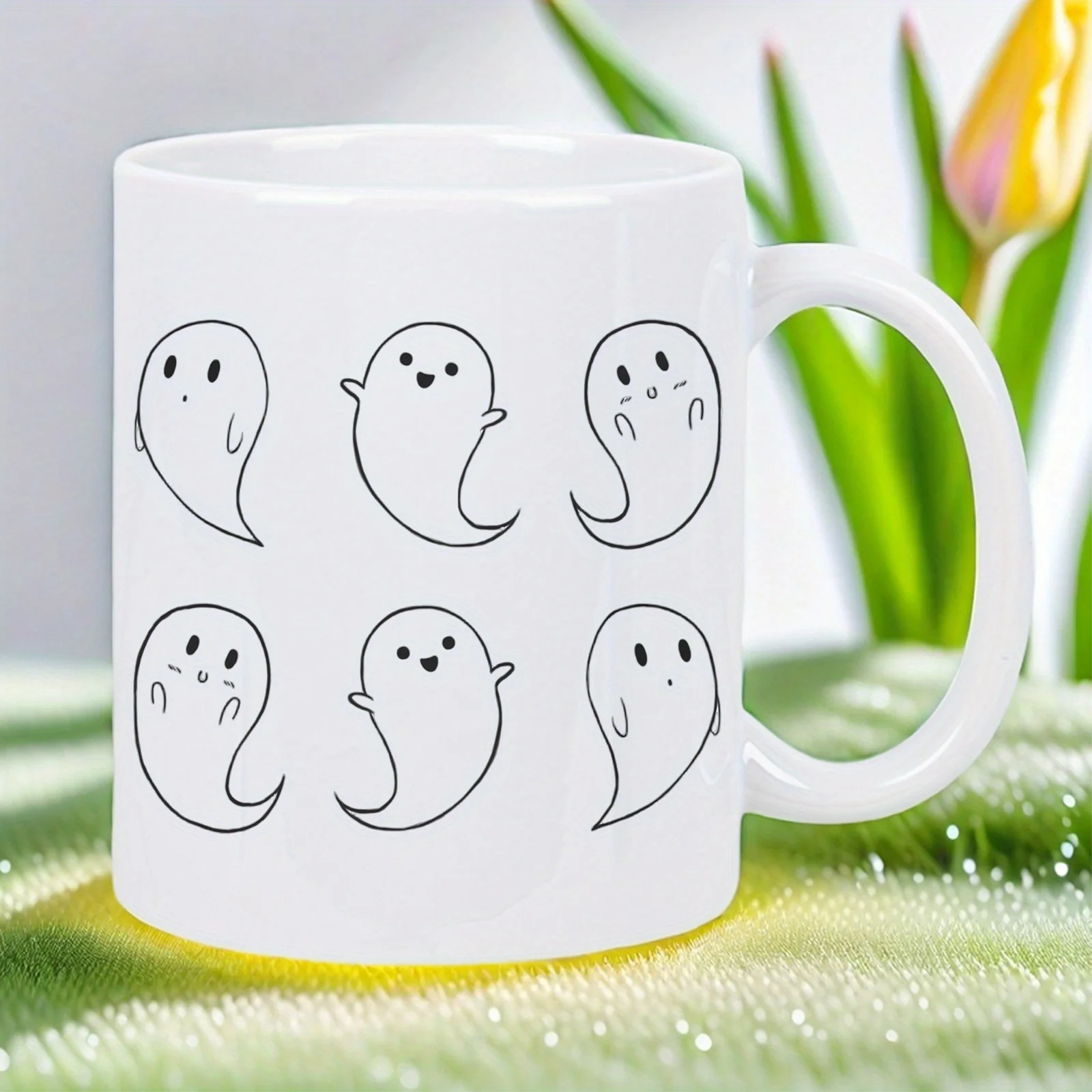 

Modern Minimalist Ceramic Mug - Cute -like Abstract Design, Durable Coffee Cup for Home, Office, Halloween