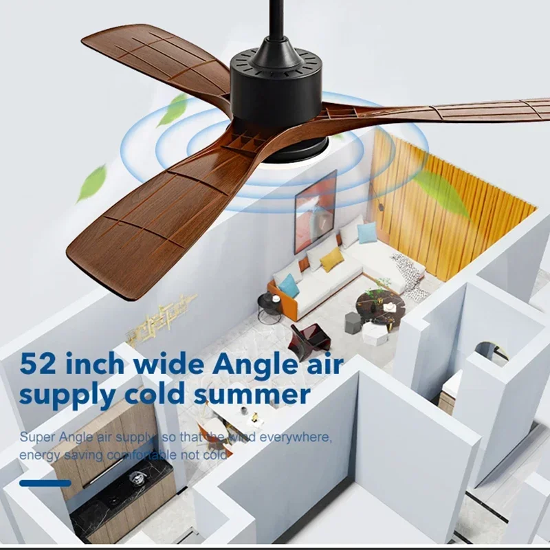 36/42/52 Inch white Black 3 ABS Blade Pure Copper DC 30W Motor Ceiling Fan With 24W LED Light Support Remote Control