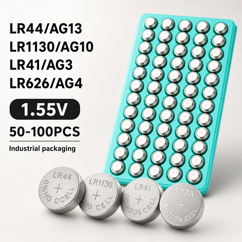Alkaline Button Cell Battery LR44 AG13 1.5V 50-100PCS Coin Batteries for Watch Toy, Compatible with LR41 LR1130