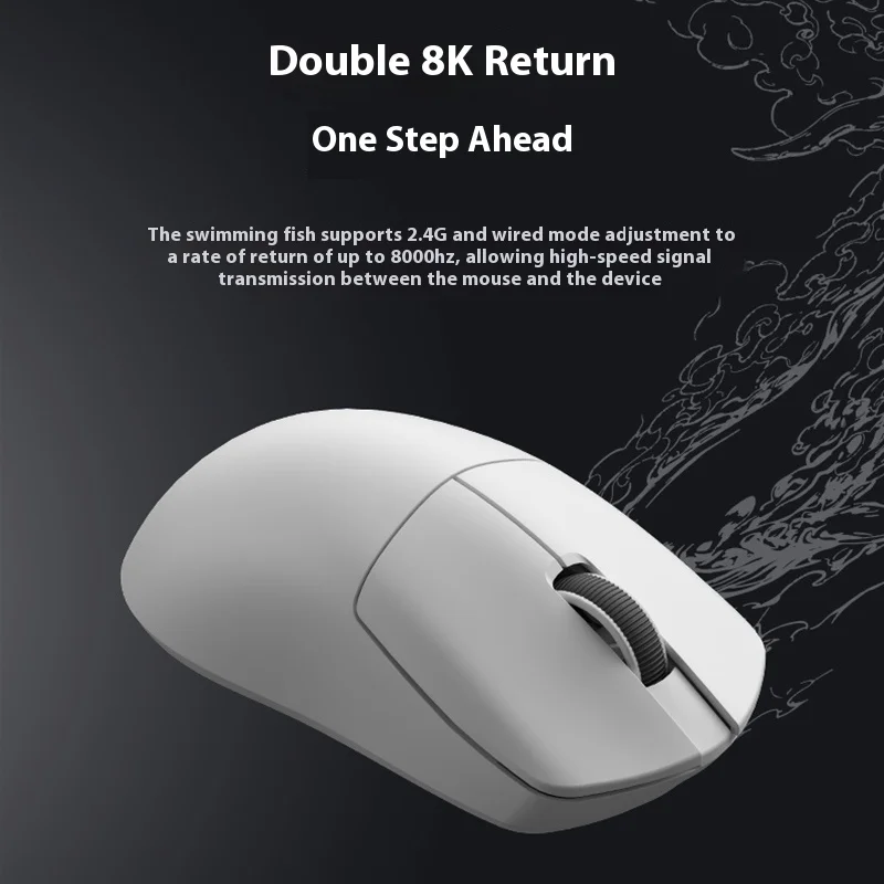 Skn Swim Fish Pro Wireless Mouse Bluetooth 3mode Ergonomics Lightweight Paw3950 8k Low Latency Laptop Customized Gaming Mouse