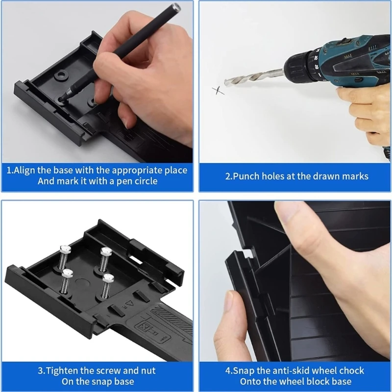 Truck Trailer Wheel Stop Block Support Pad with Holder Wheel Stopper Control